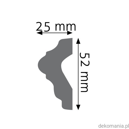 Listwa ścienna gładka LNG-04 Creativa wys. 5,2 cm LNG04 Przekrój.jpg