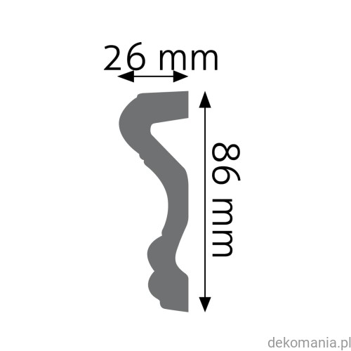 Listwa ścienna gładka LNG-03 Creativa wys. 8,5 cm LNG03 Przekrój.jpg
