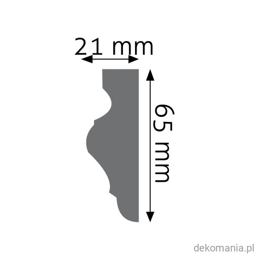 Listwa ścienna gładka LNG-02 Creativa wys. 6,5 cm LNG02 Przekrój.jpg