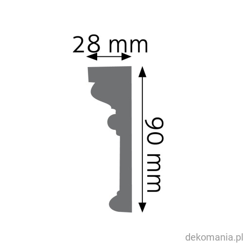 Listwa ścienna gładka LNG-01 Creativa wys. 9 cm LNG01 Przekrój.jpg