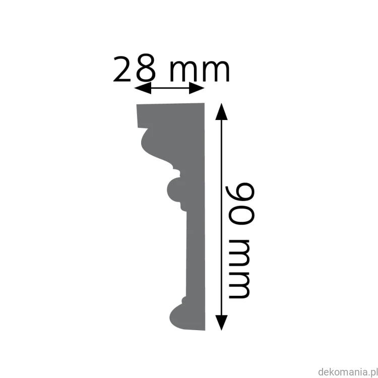 Listwa ścienna gładka LNG-01 Creativa wys. 9 cm LNG01 Przekrój.jpg