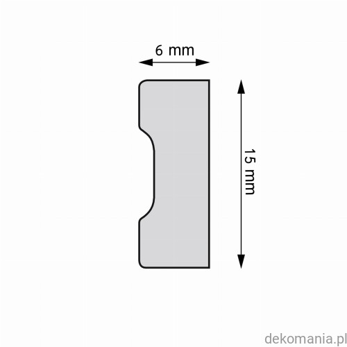 Listwa ścienna gładka LPC-56 Creativa wys. 1,5 cm LPC56 Przekrój.jpg