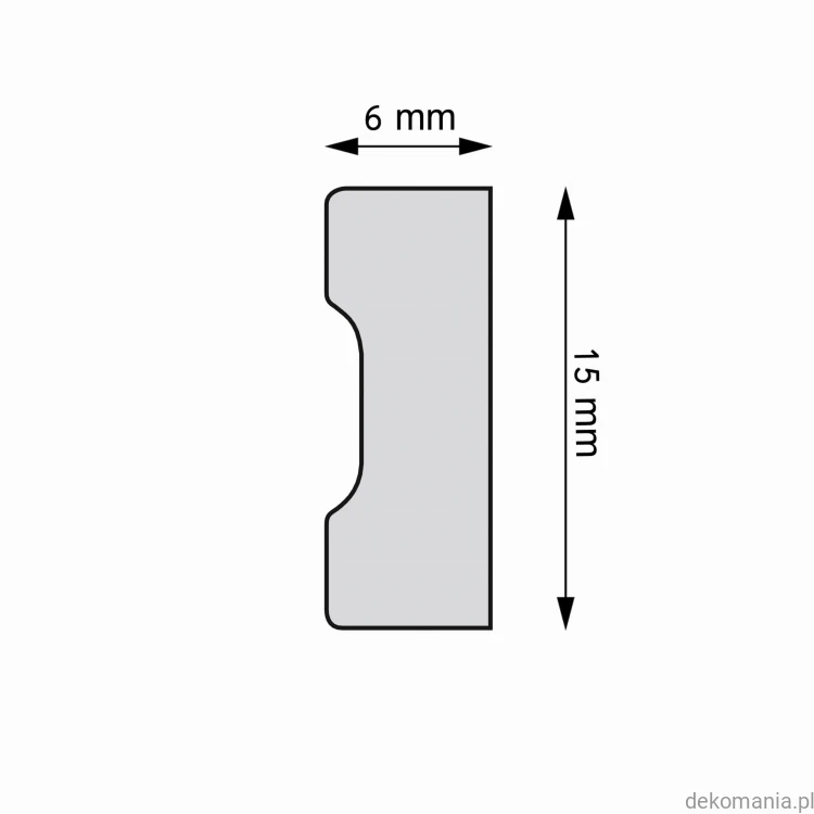 Listwa ścienna gładka LPC-56 Creativa wys. 1,5 cm LPC56 Przekrój.jpg
