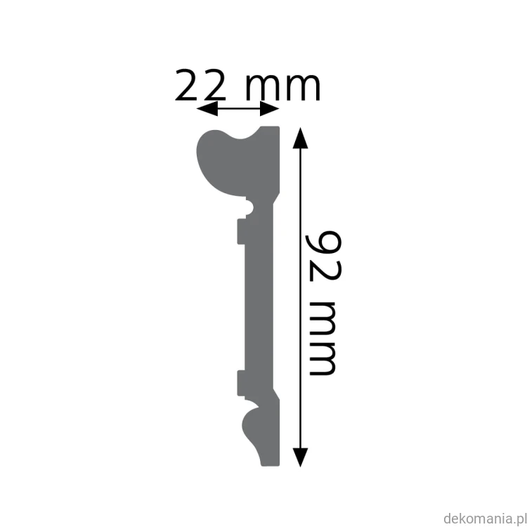 Listwa ścienna gładka LPC-21 Creativa wys. 9,2 cm LPC21 Prrzekrój.jpg