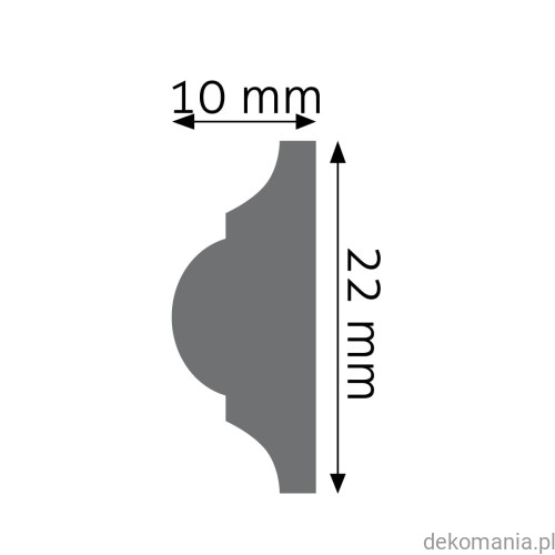 Listwa ścienna gładka LPC-03 Creativa wys. 2,2 cm LPC03 Przekrój.jpg