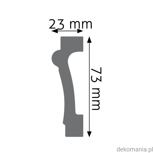 Listwa ścienna gładka LPC-05 Creativa wys. 7,4 cm LPC05 Przekrój.jpg