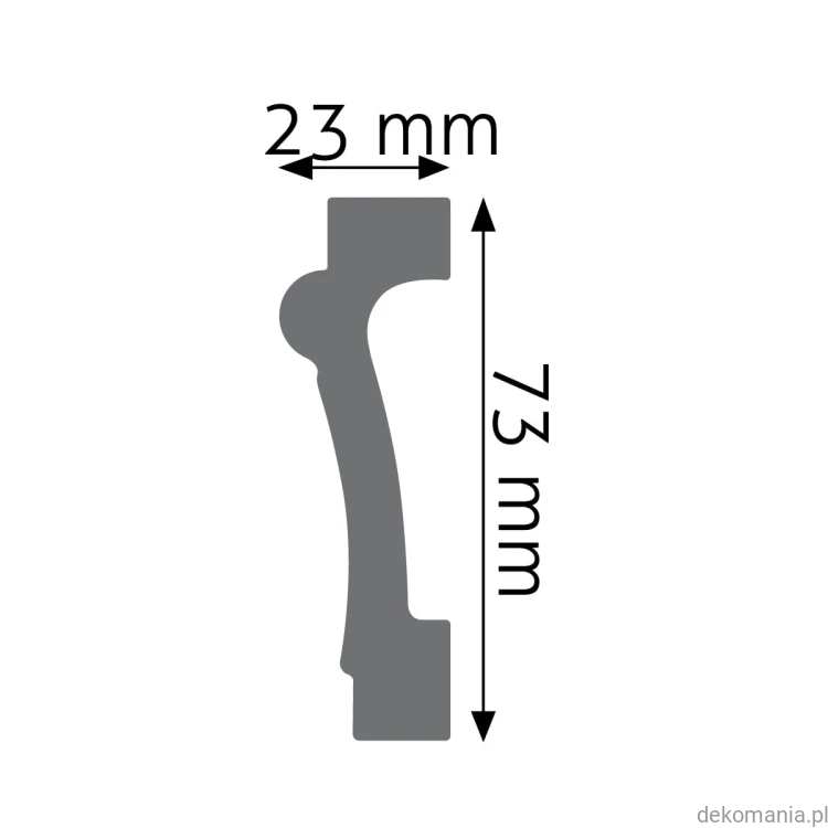 Listwa ścienna gładka LPC-05 Creativa wys. 7,4 cm LPC05 Przekrój.jpg