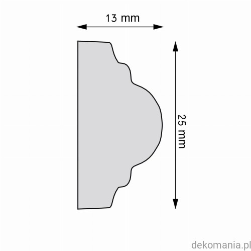 Listwa naścienna gładka LPC-42 Creativa wys. 2,5cm LPC42 Przekrój.jpg