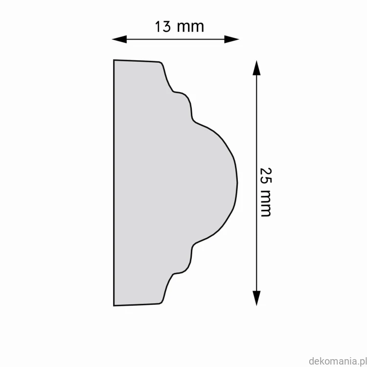 Listwa naścienna gładka LPC-42 Creativa wys. 2,5cm LPC42 Przekrój.jpg
