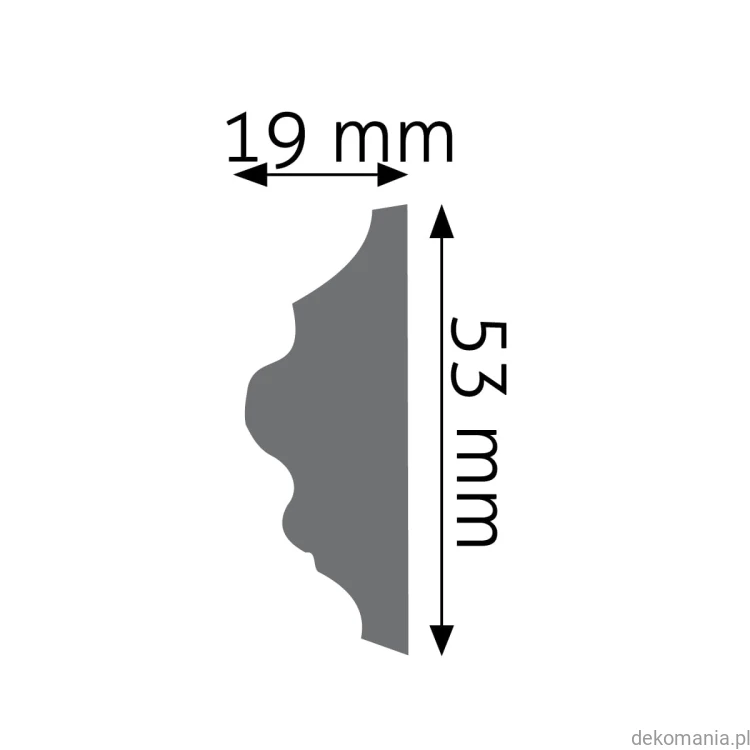 Listwa ścienna zdobiona LNZ-05 Creativa wys. 5,3 cm LNZ05 Przekrój.jpg