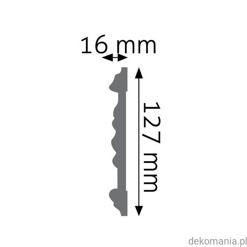 Listwa ścienna zdobiona LNZ-02 Creativa wys. 12,7 cm LNZ02 Przekrój.jpg
