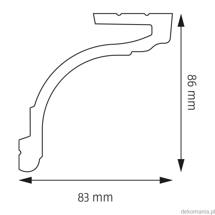Listwa karniszowa LED wys. 8,6cm LK-05 Listwa Creativa LK05 przekrój.jpg
