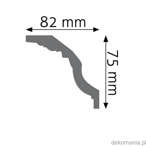 Biała listwa przysufitowa gładka 8,2x7,5cm LGG-01 Creativa LGG01 Przekrój.jpg