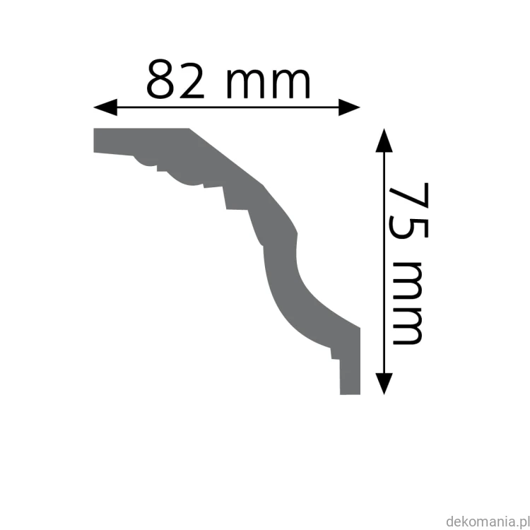 Biała listwa przysufitowa gładka 8,2x7,5cm LGG-01 Creativa LGG01 Przekrój.jpg