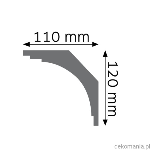 Biała listwa przysufitowa gładka 11x12cm LGG-02 Creativa LGG02 Przekrój.jpg