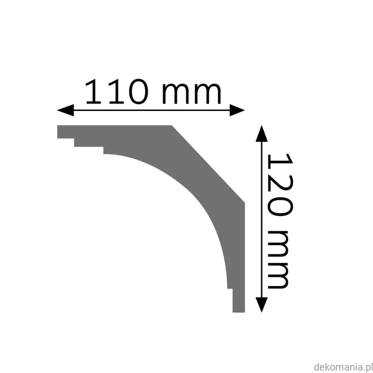 Biała listwa przysufitowa gładka 11x12cm LGG-02 Creativa LGG02 Przekrój.jpg
