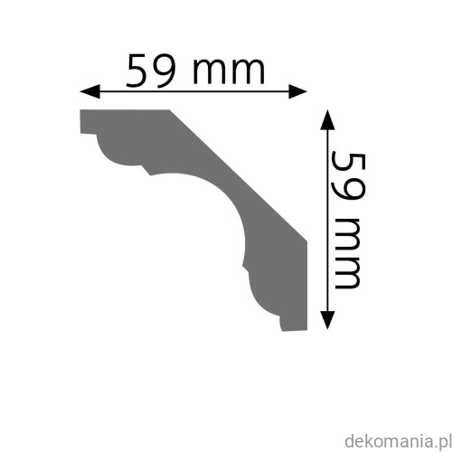 Biała listwa przysufitowa gładka 5,9x5,9cm LGG-03 Creativa LGG03 Przekrój.jpg