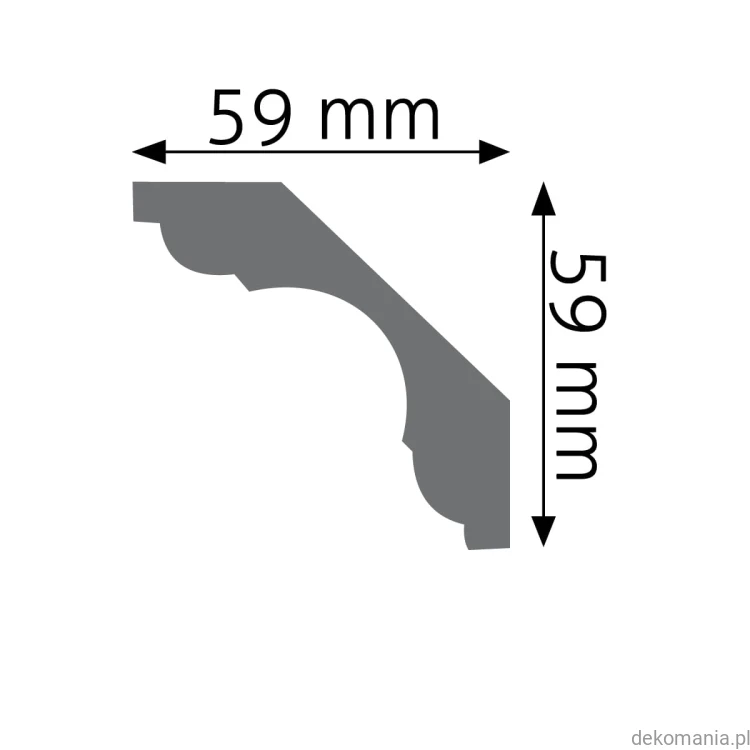 Biała listwa przysufitowa gładka 5,9x5,9cm LGG-03 Creativa LGG03 Przekrój.jpg