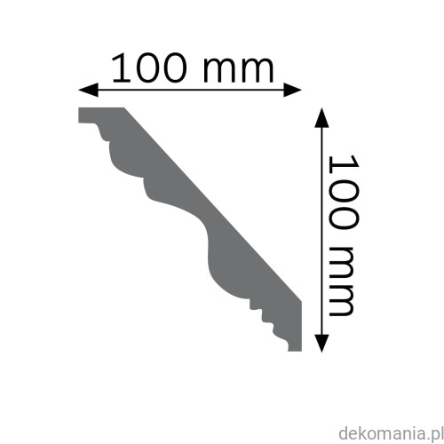 Biała listwa przysufitowa gładka 10x10cm LGG-04 Creativa LGG04 Przekrój.jpg