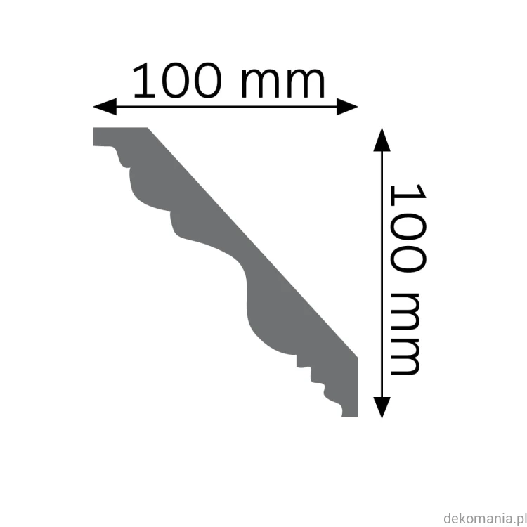 Biała listwa przysufitowa gładka 10x10cm LGG-04 Creativa LGG04 Przekrój.jpg