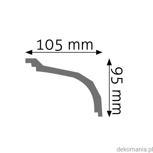 Biała listwa przysufitowa gładka 10,5x9,5cm LGG-05 Creativa LGG05 Przekrój.jpg
