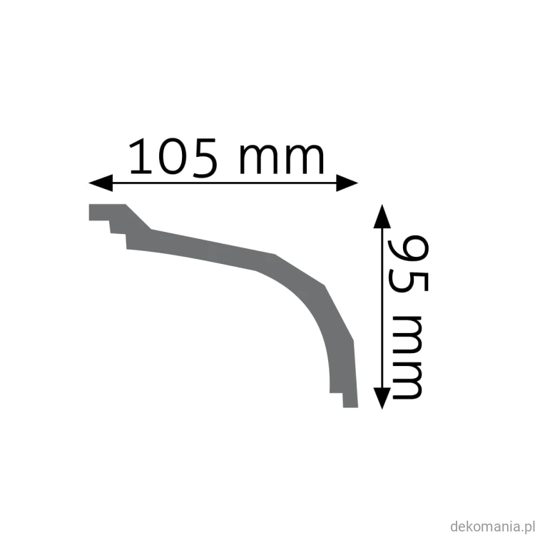 Biała listwa przysufitowa gładka 10,5x9,5cm LGG-05 Creativa LGG05 Przekrój.jpg