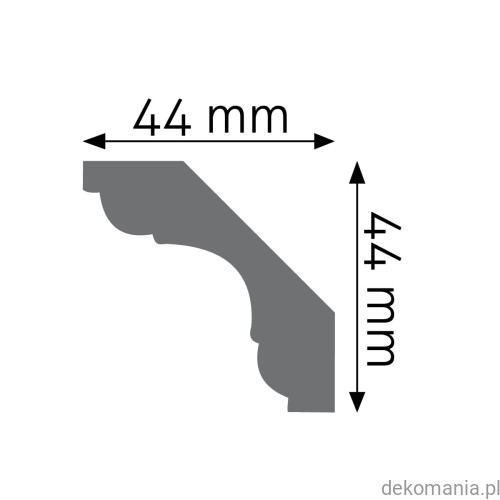 Biała listwa przysufitowa gładka 4,4x4,4cm LGG-06 Creativa LGG06 Przekrój.jpg