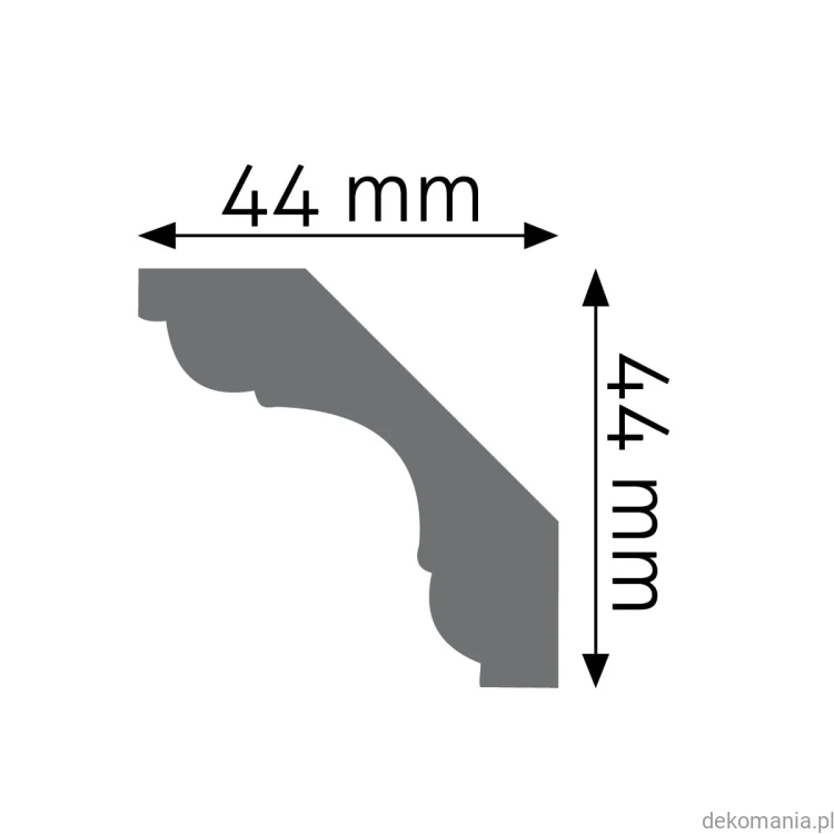 Biała listwa przysufitowa gładka 4,4x4,4cm LGG-06 Creativa LGG06 Przekrój.jpg
