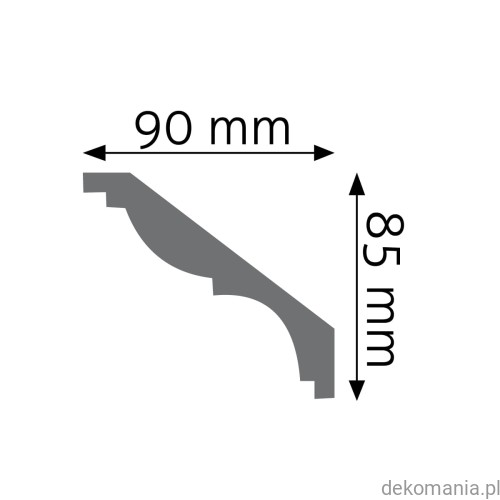 Biała listwa przysufitowa gładka 9x8,5cm LGG-08 Creativa LGG08 Przekrój.jpg