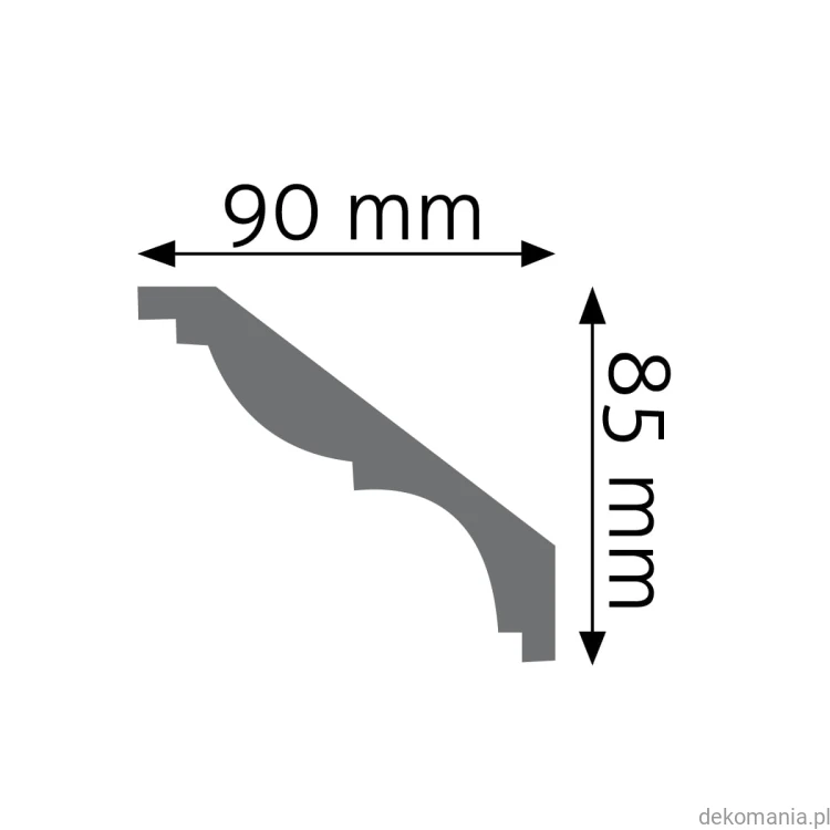 Biała listwa przysufitowa gładka 9x8,5cm LGG-08 Creativa LGG08 Przekrój.jpg