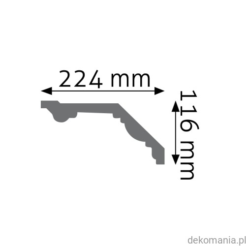 Biała listwa przysufitowa gładka 22,4x11,6cm LGG-09 Creativa LGG09 Przekrój.jpg