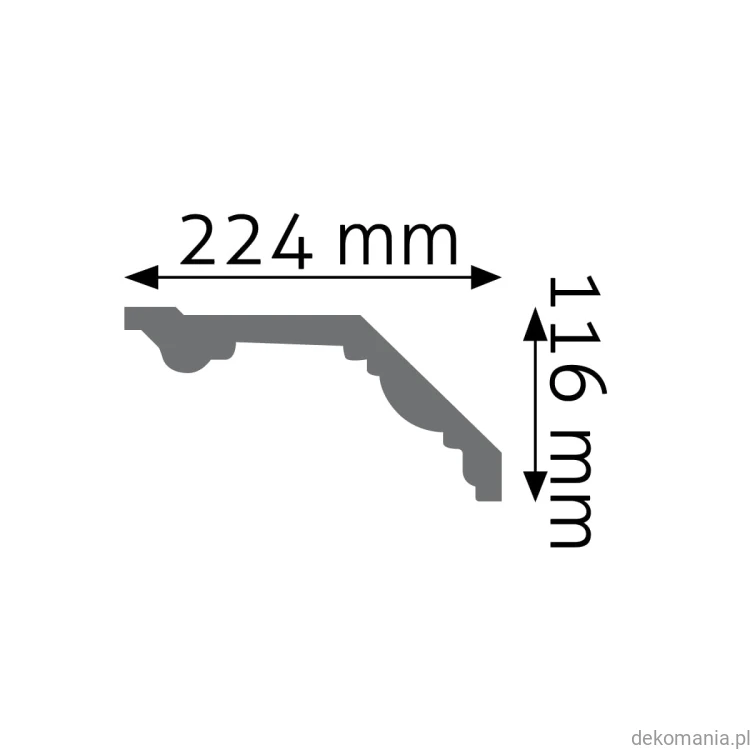 Biała listwa przysufitowa gładka 22,4x11,6cm LGG-09 Creativa LGG09 Przekrój.jpg