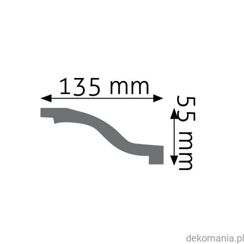 Biała listwa przysufitowa gładka 13,5x5,5cm LGG-10 Creativa LGG10 Przekrój.jpg