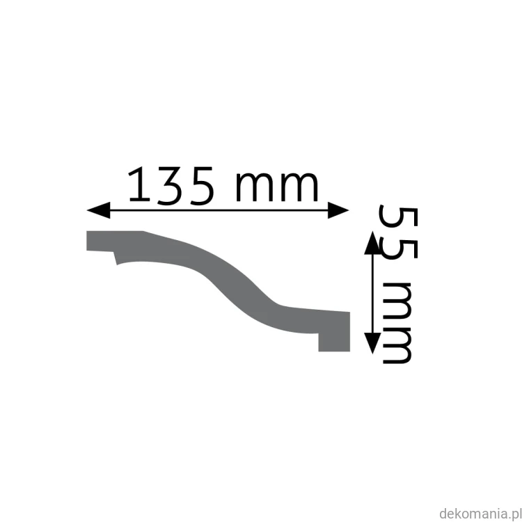 Biała listwa przysufitowa gładka 13,5x5,5cm LGG-10 Creativa LGG10 Przekrój.jpg