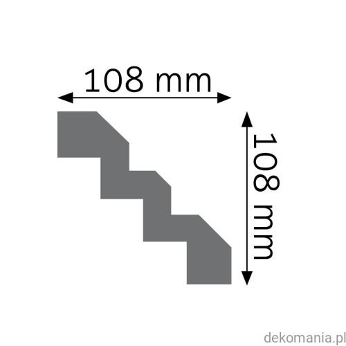 Biała listwa przysufitowa gładka 10,8x10,8cm LGG-11 Creativa LGG11 Przekrój.jpg