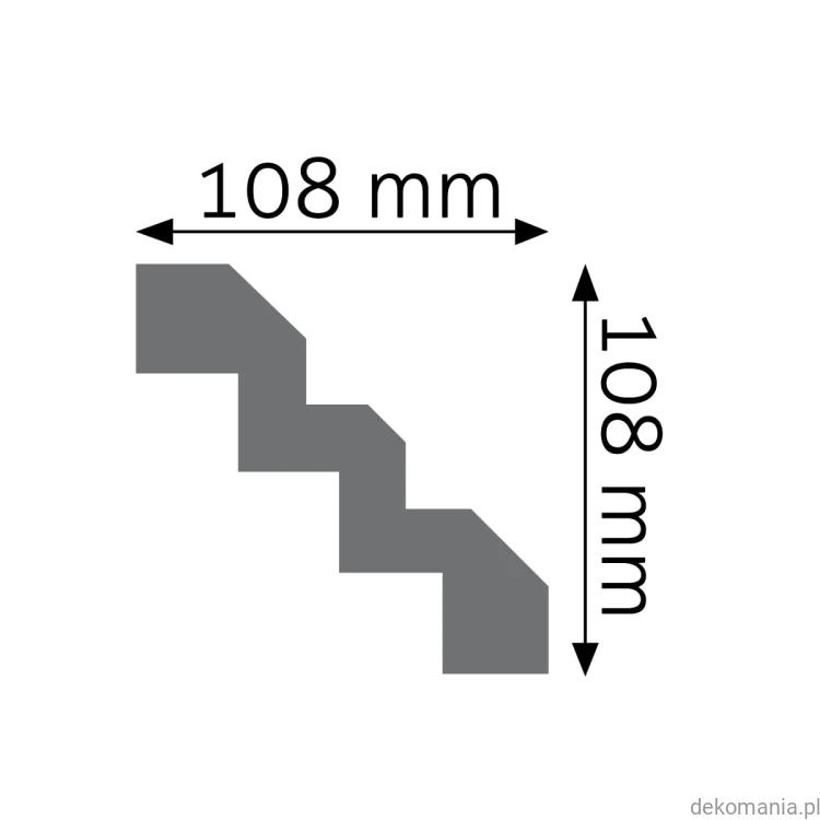 Biała listwa przysufitowa gładka 10,8x10,8cm LGG-11 Creativa LGG11 Przekrój.jpg