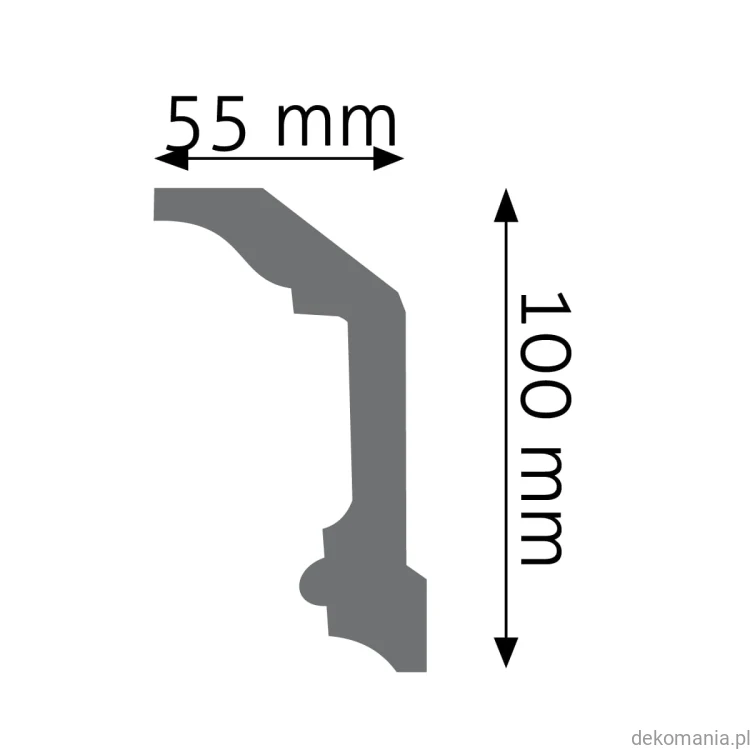 Biała listwa przysufitowa gładka 5,5x10cm LGG-13 Creativa LGG13 Przekrój.jpg