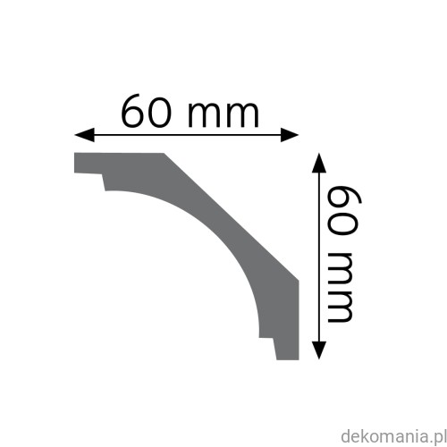 Biała listwa przysufitowa gładka 6x6cm LGG-15 Creativa LGG15 Przekrój.jpg