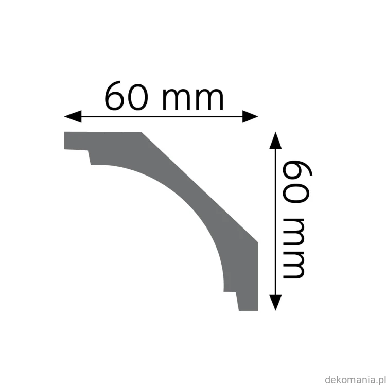 Biała listwa przysufitowa gładka 6x6cm LGG-15 Creativa LGG15 Przekrój.jpg