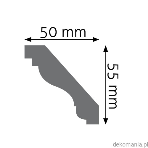 Biała listwa przysufitowa gładka 5x5,5cm LGG-16 Creativa LGG16 Przekrój.jpg