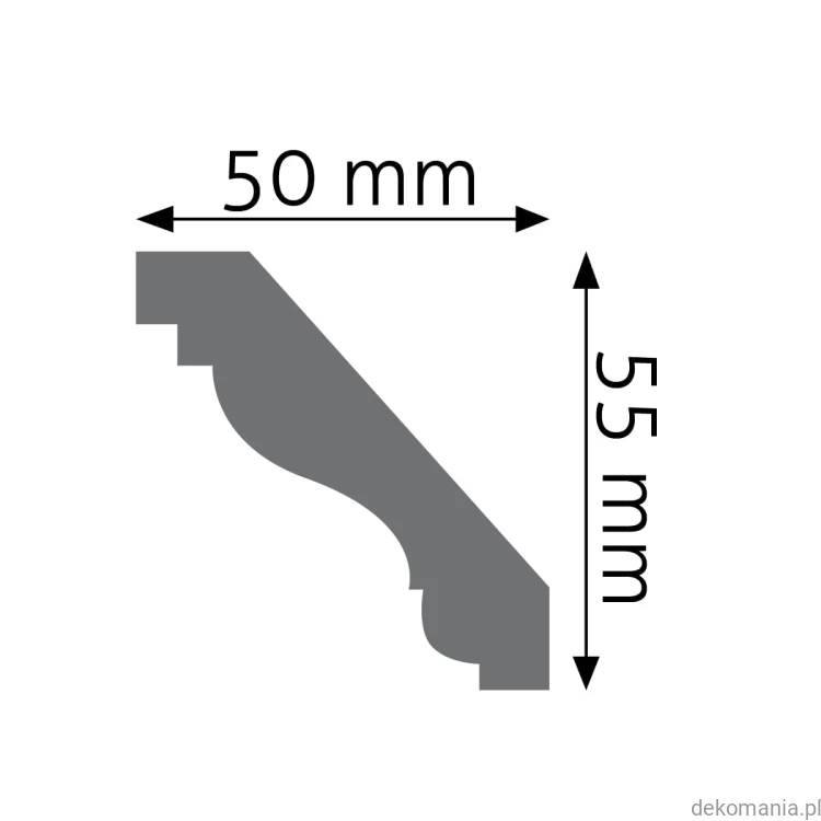 Biała listwa przysufitowa gładka 5x5,5cm LGG-16 Creativa LGG16 Przekrój.jpg