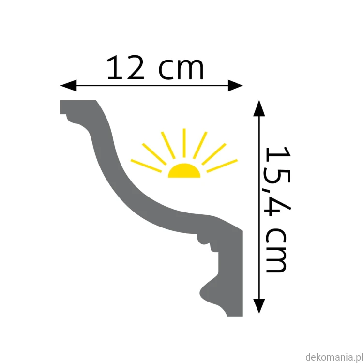 Biała listwa przysufitowa gładka 12x15,4cm LGG-18 Creativa LGG18 Przekrój.jpg