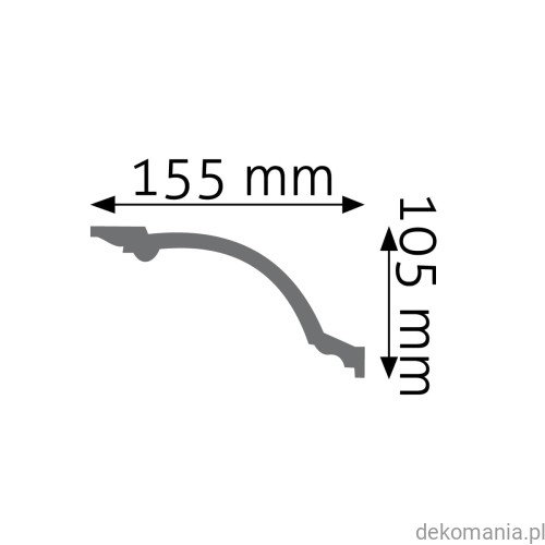 Biała listwa przysufitowa gładka 15,5x10,5cm LGG-19 Creativa LGG19 Przekrój.jpg