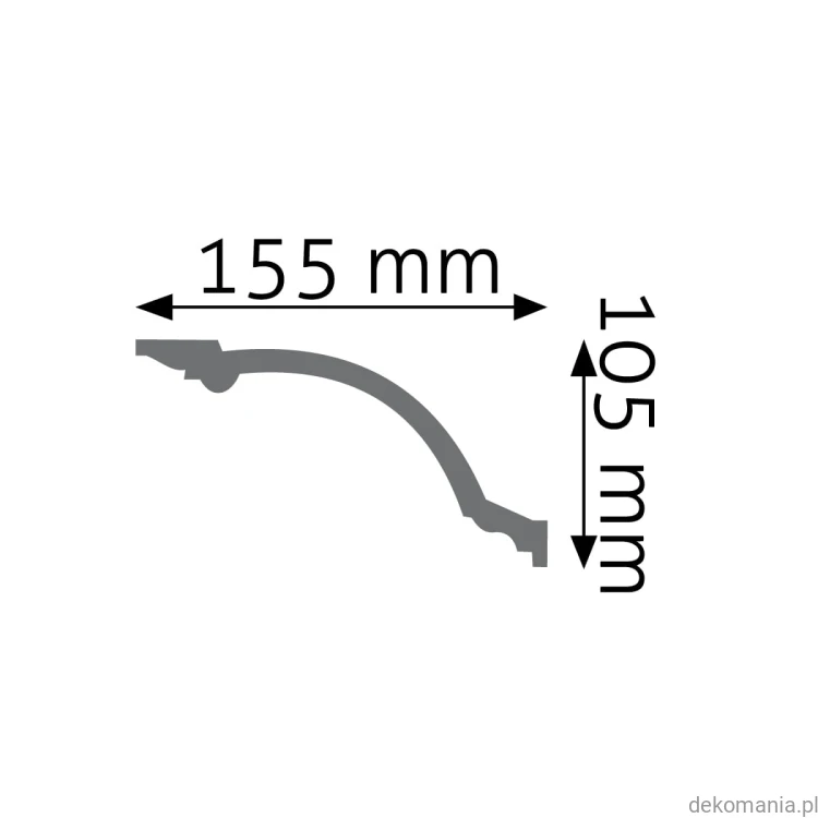 Biała listwa przysufitowa gładka 15,5x10,5cm LGG-19 Creativa LGG19 Przekrój.jpg