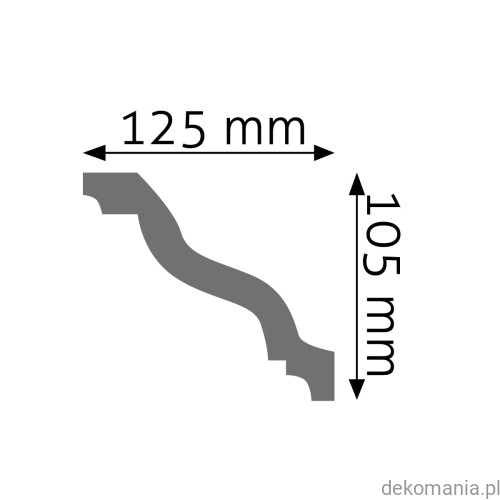 Biała listwa przysufitowa gładka 12,5x10,5cm LGG-20 Creativa LGG20 Przekrój.jpg