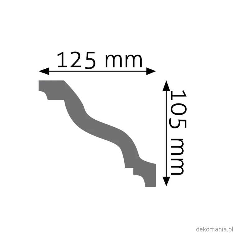 Biała listwa przysufitowa gładka 12,5x10,5cm LGG-20 Creativa LGG20 Przekrój.jpg