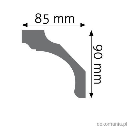Biała listwa przysufitowa gładka 8,5x9cm LGG-21 Creativa LGG21 Przekrój.jpg
