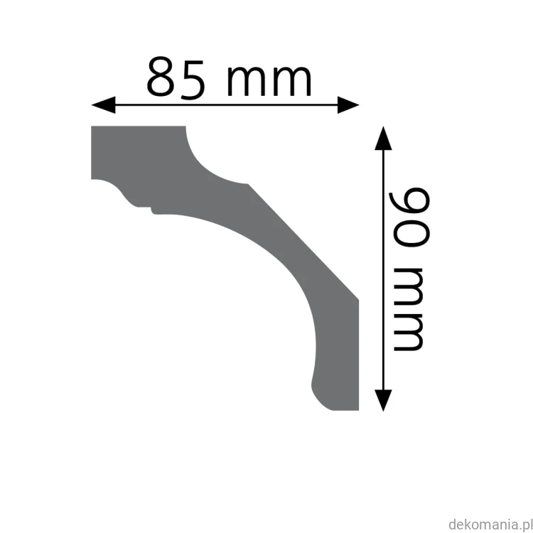 Biała listwa przysufitowa gładka 8,5x9cm LGG-21 Creativa LGG21 Przekrój.jpg