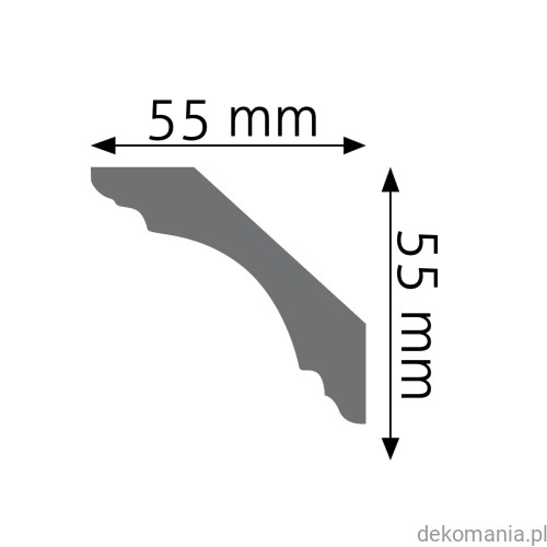Biała listwa przysufitowa gładka 5,5x5,5cm LGG-22 Creativa LGG22 Przekrój.jpg