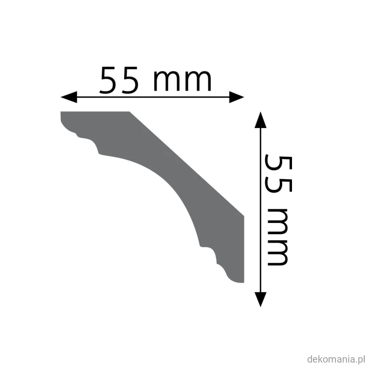 Biała listwa przysufitowa gładka 5,5x5,5cm LGG-22 Creativa LGG22 Przekrój.jpg